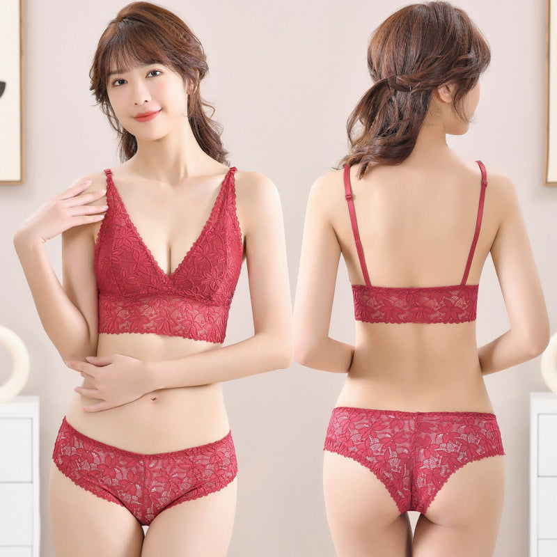 V shape panty bra set