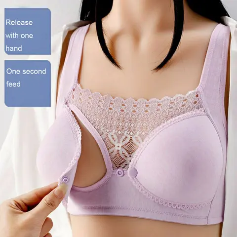 Front open 2 button feeding bra