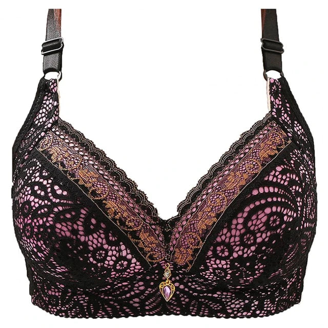 Embroidery single padded bra