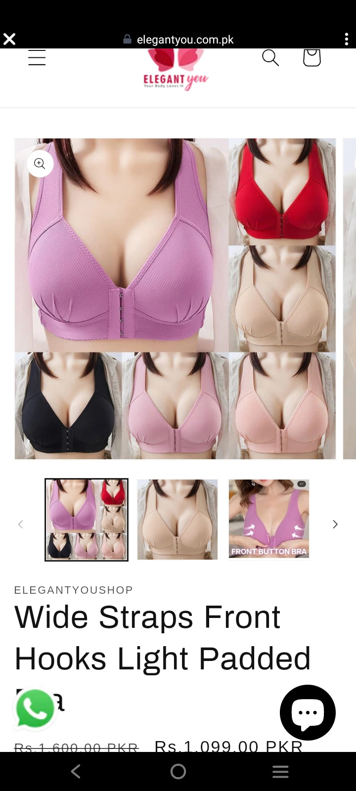 Extra light weight front open padded bra