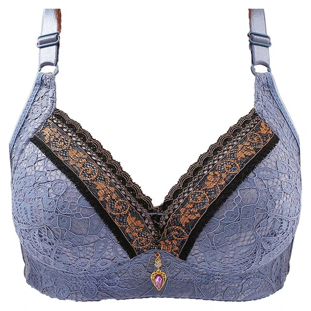 Embroidery single padded bra