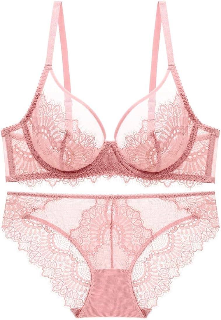 Lace underwire bra panty set