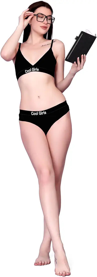 Cool girls ice silk bra panty set