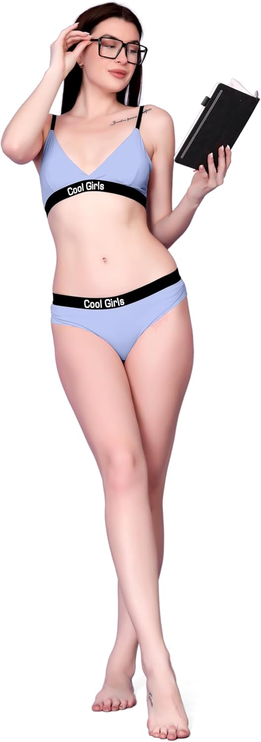 Cool girls ice silk bra panty set