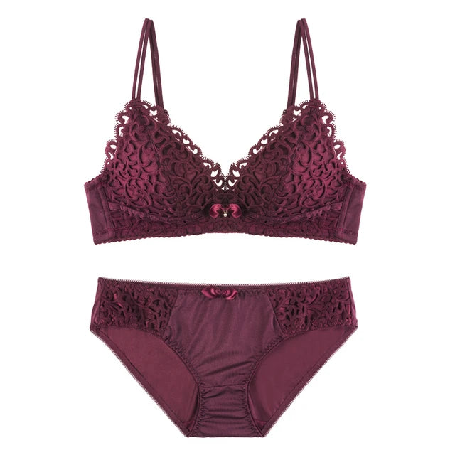 Embroidery bra panty set