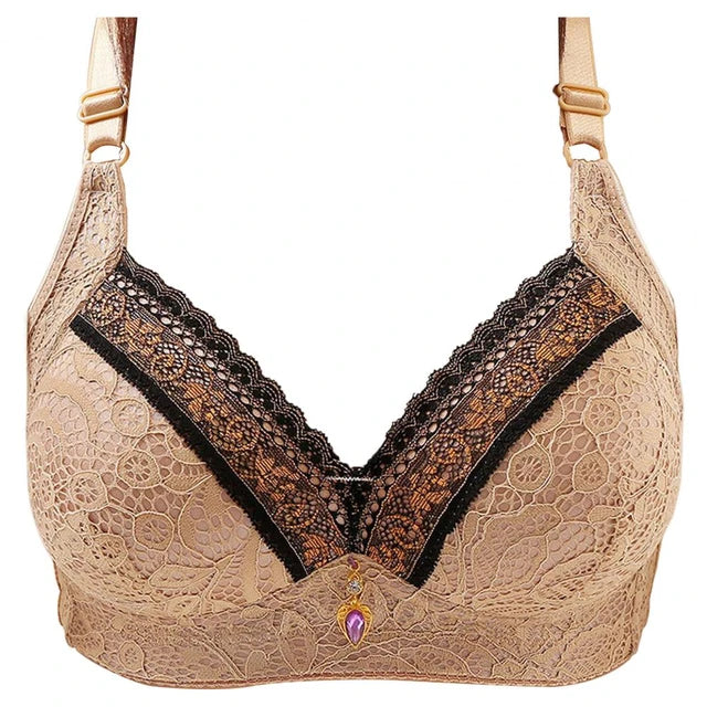 Embroidery single padded bra