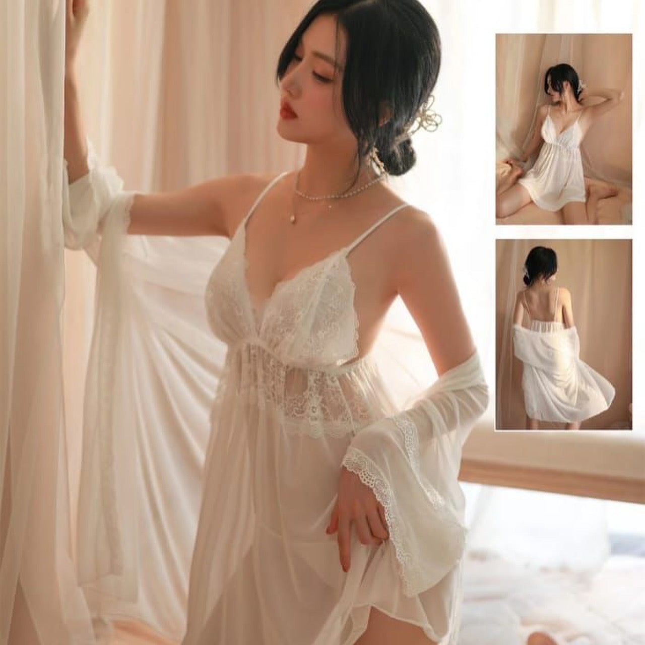 Bridal 3 piece Soft Net nighty