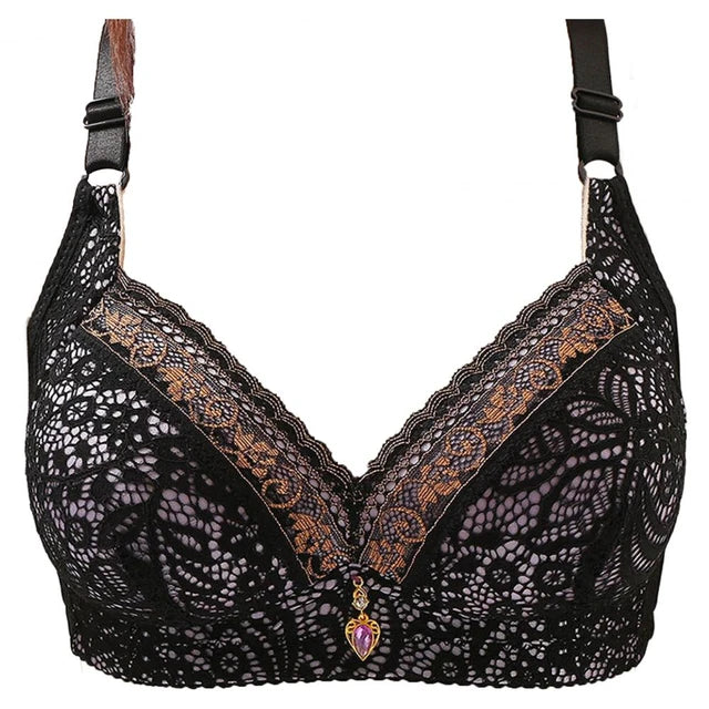 Embroidery single padded bra