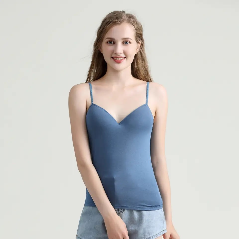 padded Solid Adjustable Strap Tank Tops Camisole Breathable Cotton Crop Top