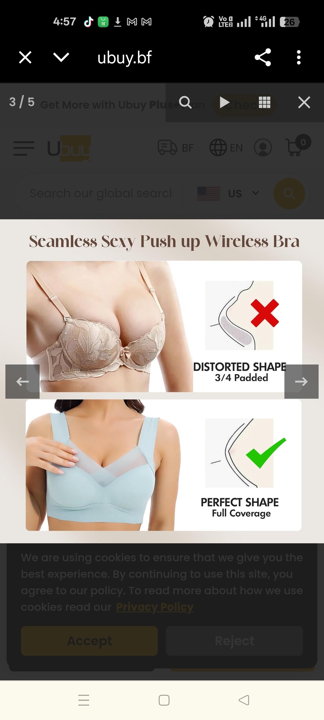 Zix chick comfy pushup wireless bra