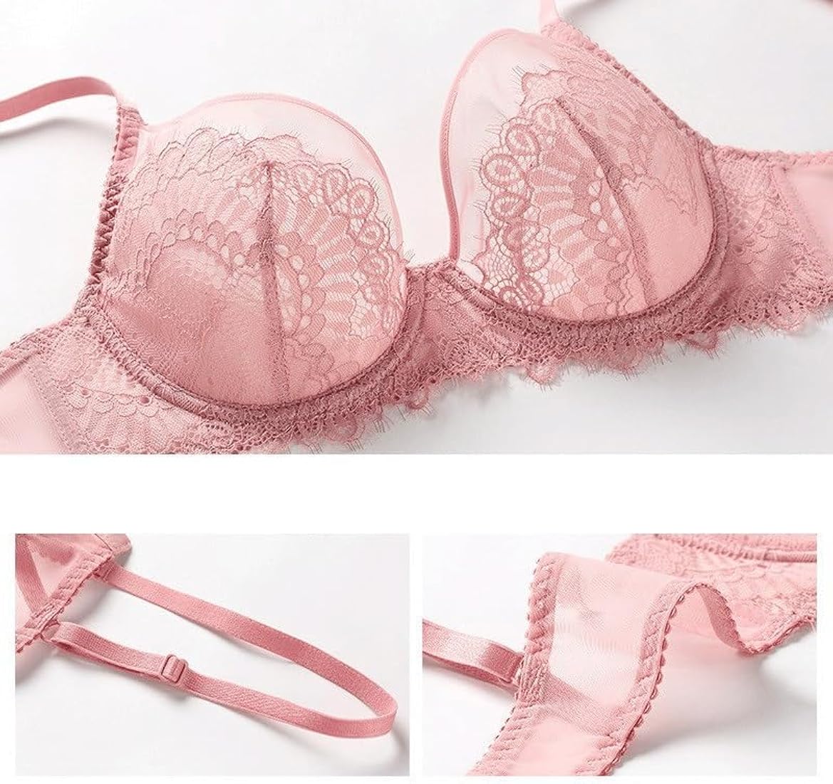 Lace underwire bra panty set