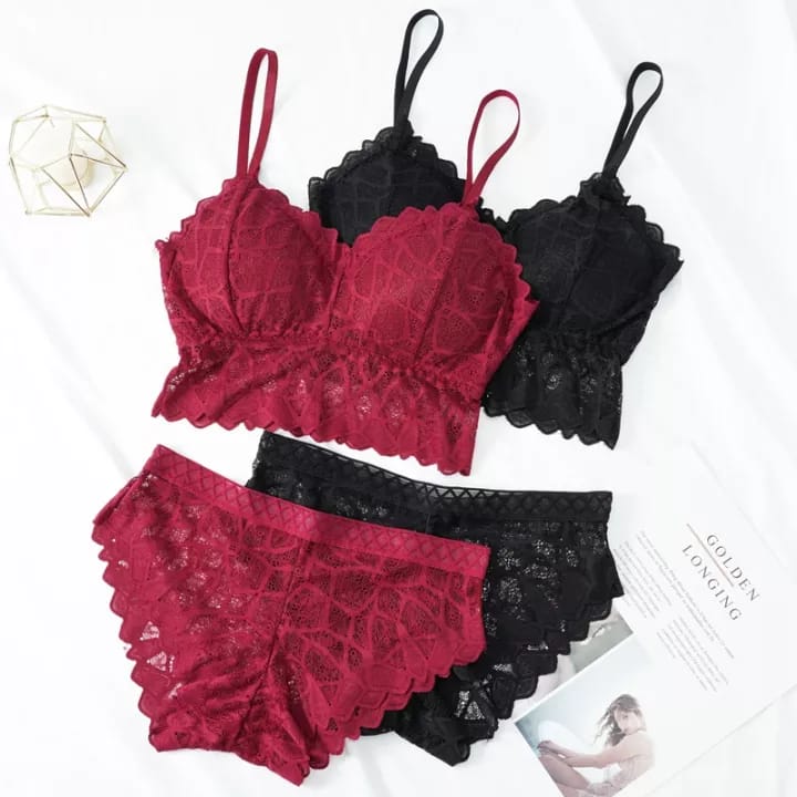 Women's underwear set  beauty lacy back bra sets bras and panties hollow embroidery