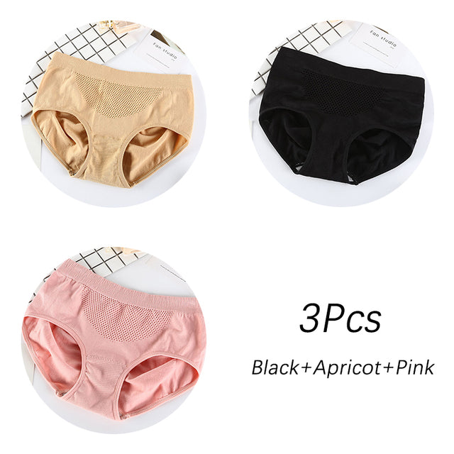 3Pcs/lot Women Mid Waist Cotton Crotch Briefs Comfortable Panties