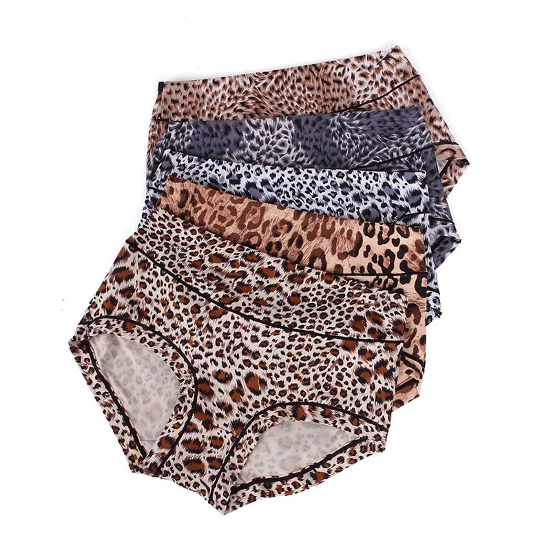 Bamboo Fiber Leopard Women Panties Large Size Mid Waist Panties