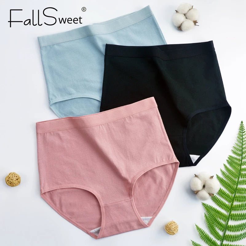 Pack Of 2 Cotton Women's Panties Plus Size Briefs Elastic Soft Underwear Breathable