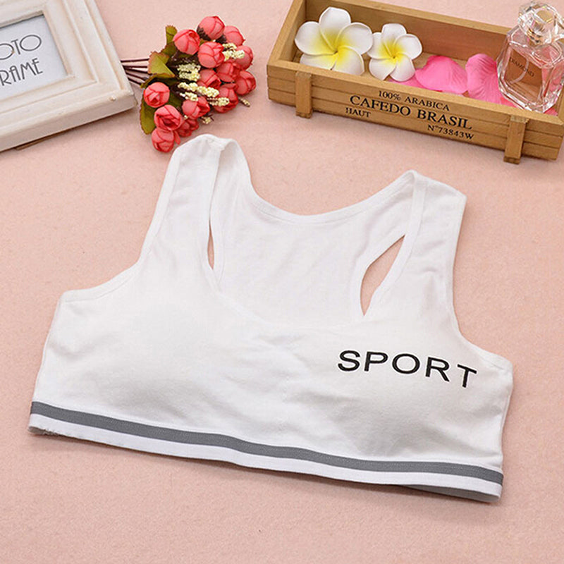Pack of 3 Girls Teenage Comfy Cotton Bra Teens Sports Vest Tops One Size