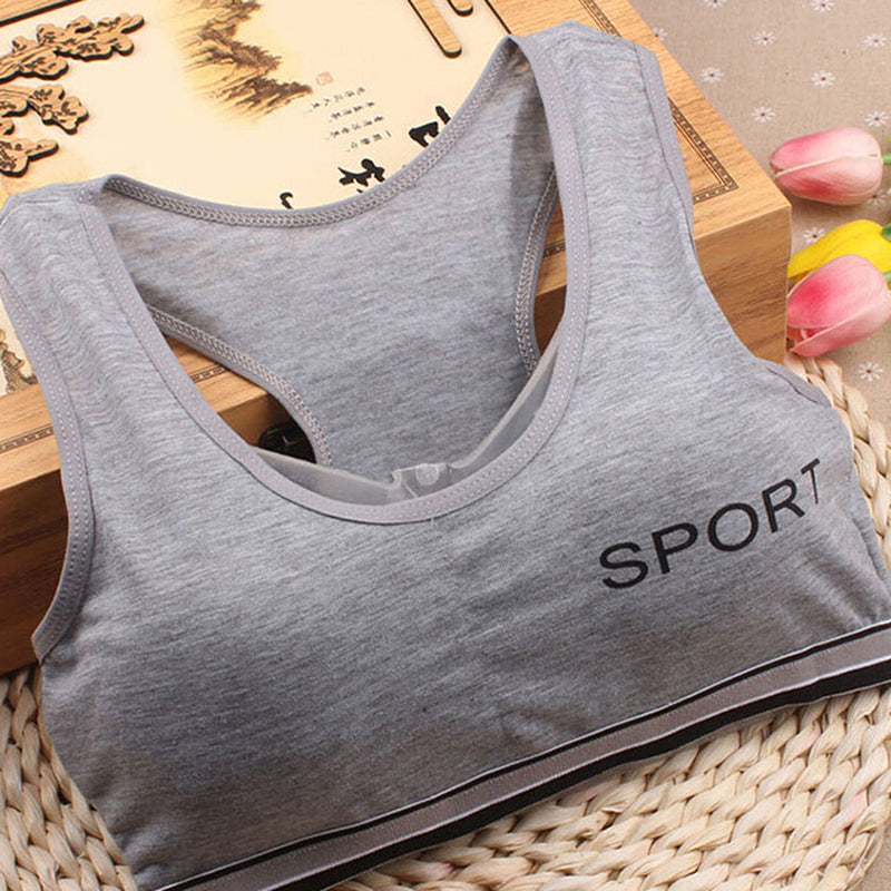 Pack of 3 Girls Teenage Comfy Cotton Bra Teens Sports Vest Tops One Size