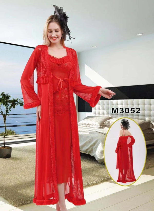 Women Night Dress Nightwear Long Nighty with painty Lace Nightgown-M3052