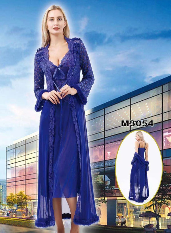 Women Night Dress Nightwear Long Nighty with painty Lace Nightgown-M3054